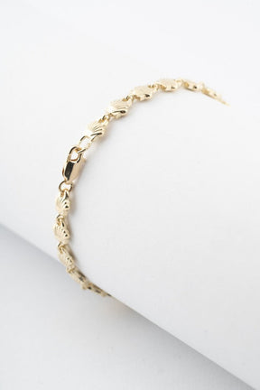 Solid gold shell link bracelet