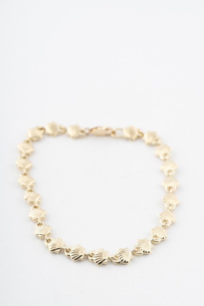 Solid gold shell link bracelet