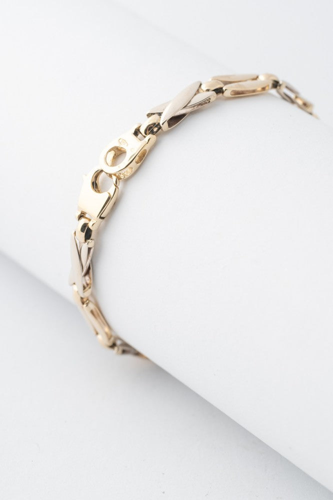 White/yellow gold link bracelet