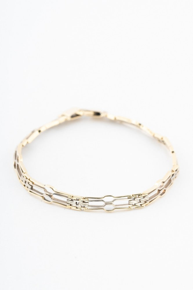 White/yellow gold link bracelet