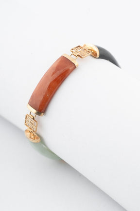 Jade armband met gouden tussen schakels