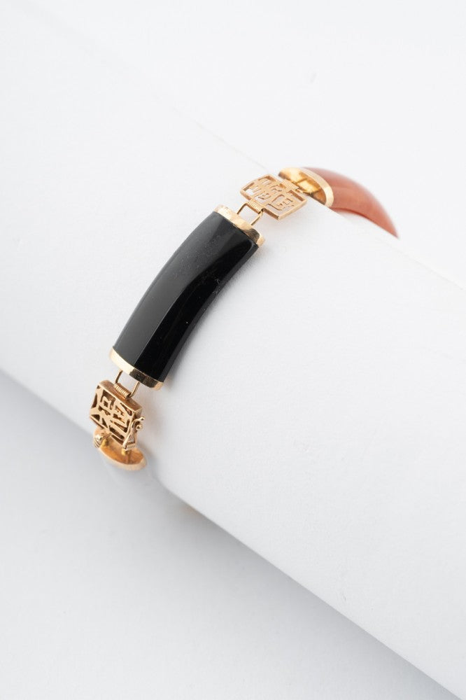 Jade armband met gouden tussen schakels