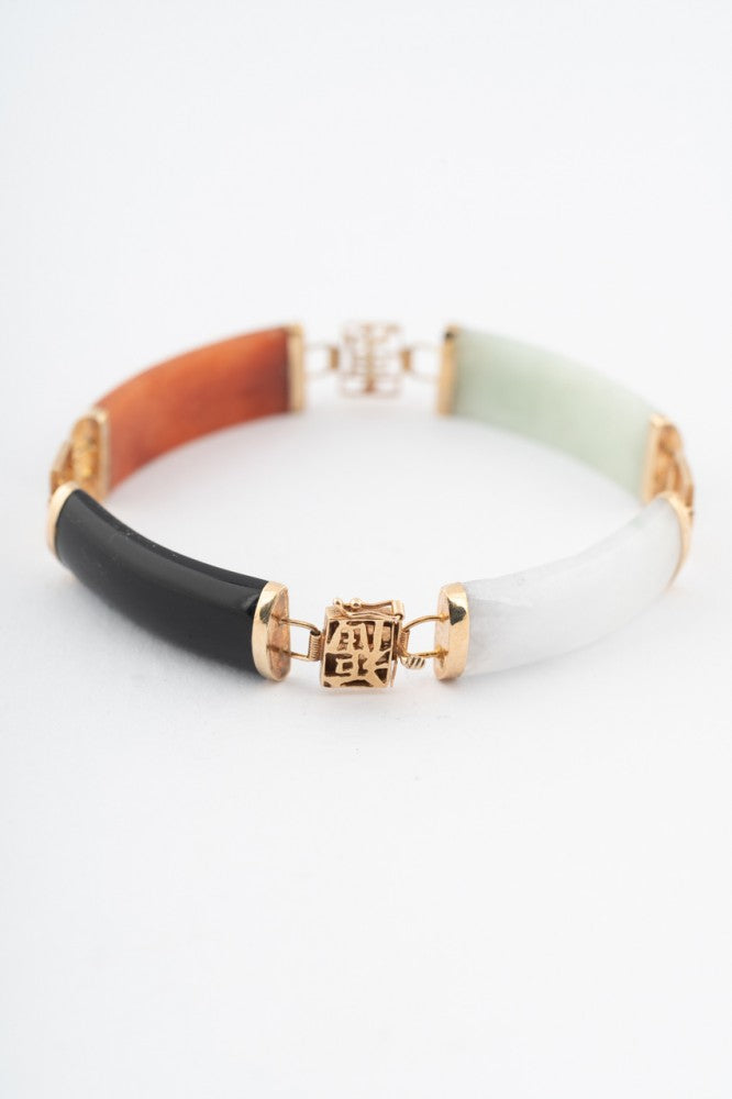Jade armband met gouden tussen schakels