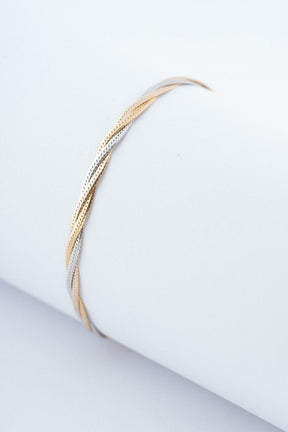 White/yellow gold braided bracelet