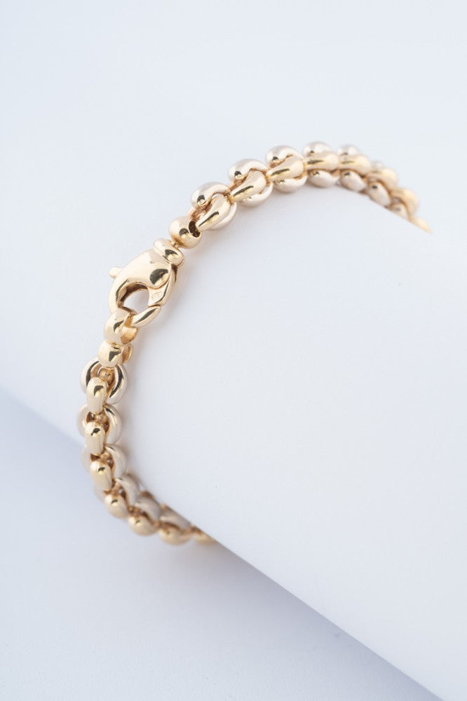 Wit/geel gouden schakel armband