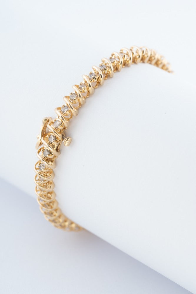 Gouden tennis armband met 42 briljanten