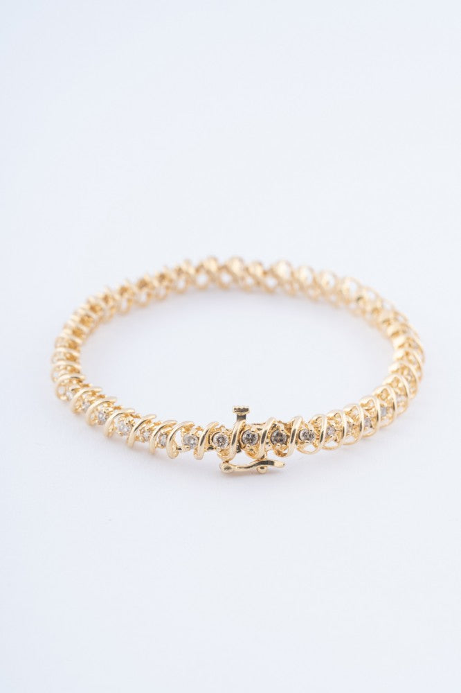 Gouden tennis armband met 42 briljanten