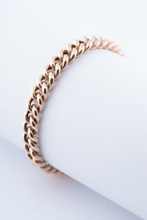 Rosé gouden gourmet armband met veiligheidsketting