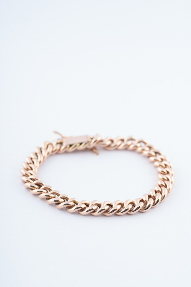 Rosé gouden gourmet armband met veiligheidsketting