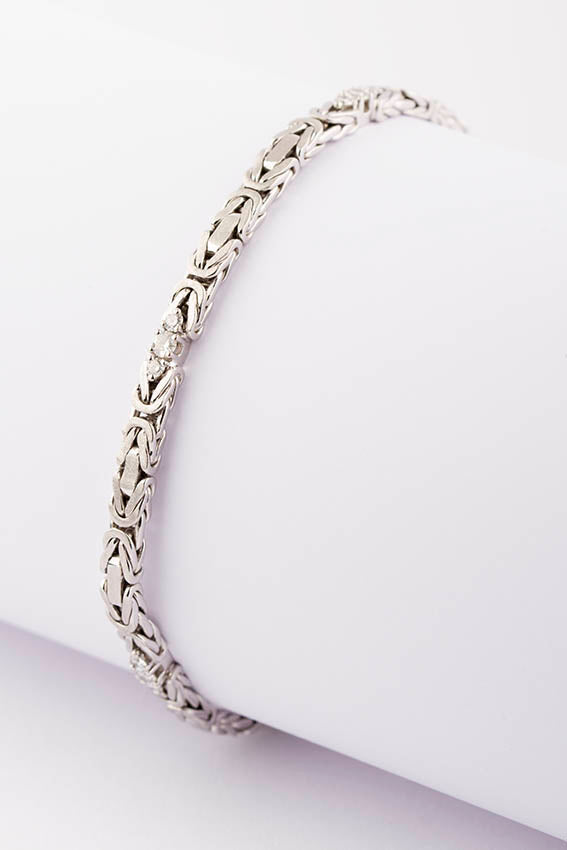 White gold king's link bracelet with brilliant