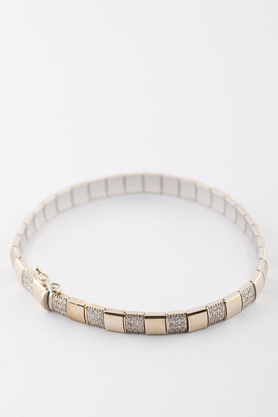 Wit/geel gouden armband met brilanten