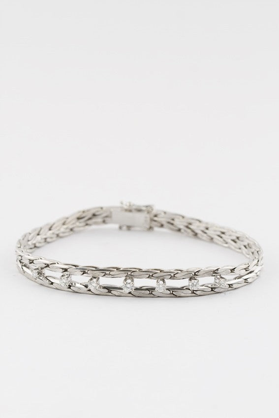 Wit gouden schakel armband met briljanten