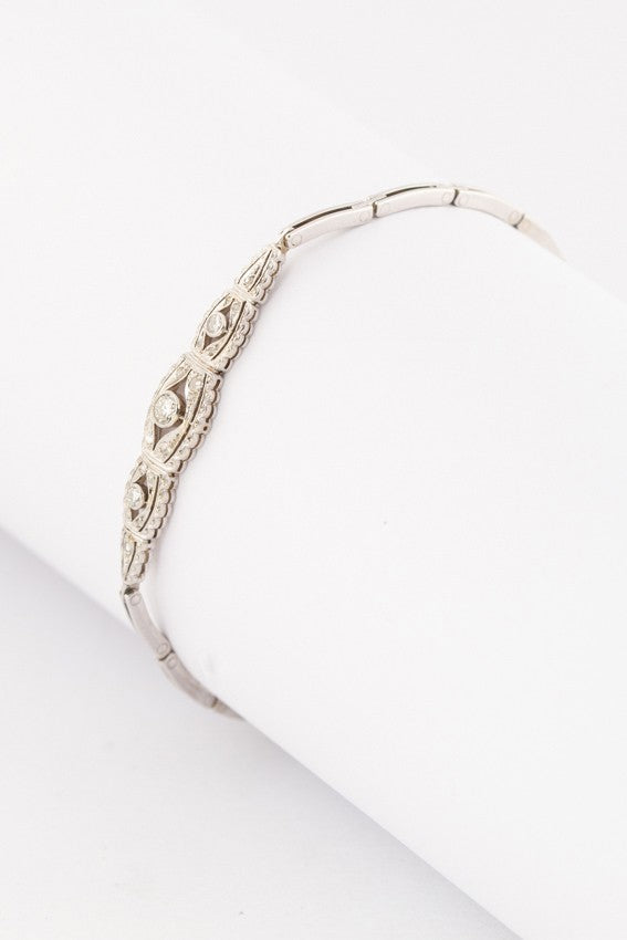 Antieke wit gouden Art Deco armband met briljant en diamant