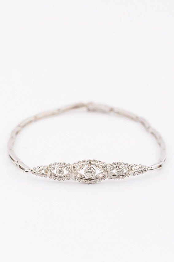 Antique white gold Art Deco bracelet with brilliant and diamond