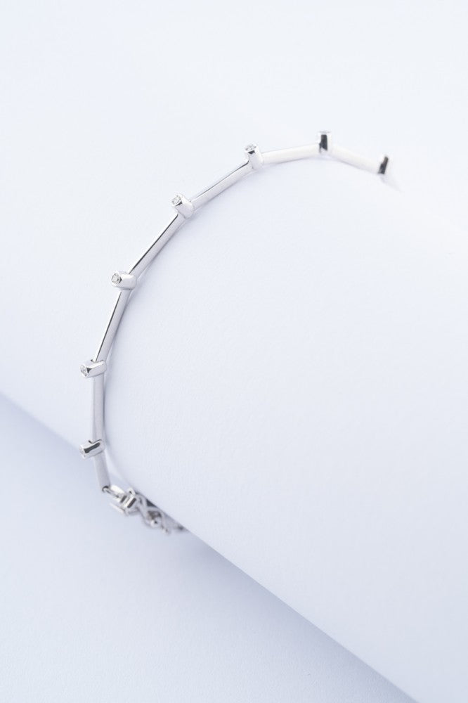 Wit gouden schakel armband met briljanten