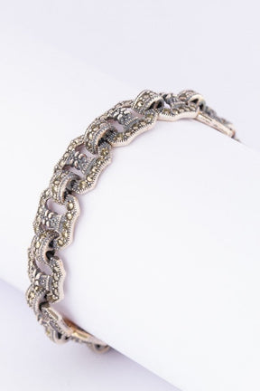 Silver link bracelet with marcasite
