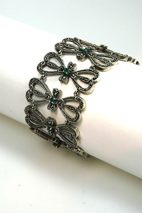 Silver link bracelet with marcasite.