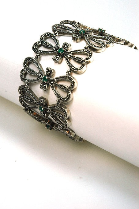 Silver link bracelet with marcasite.