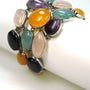 Silver link bracelet with various gemstones
