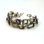 Silver link bracelet with various gemstones