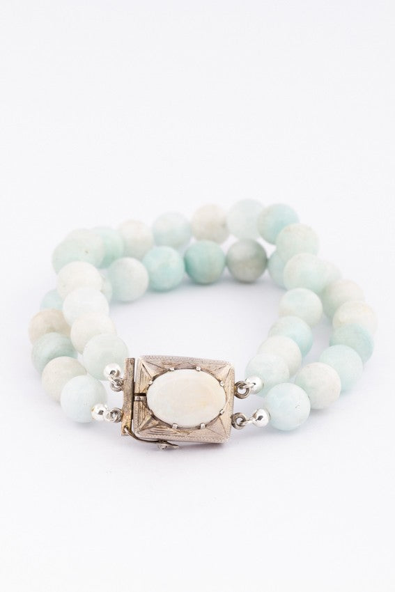 Larimar bracelet with silver clasp