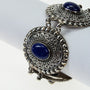 Silver link bracelet with lapis lazuli