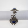 Silver link bracelet with lapis lazuli