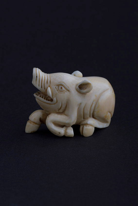 Antique ivory netsuké pig
