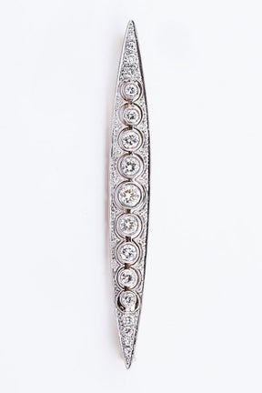 Wit/geel gouden Art Déco stijl broche met briljant