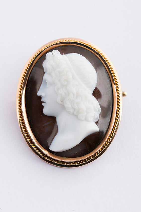 Antique cameo brooch in gold frame