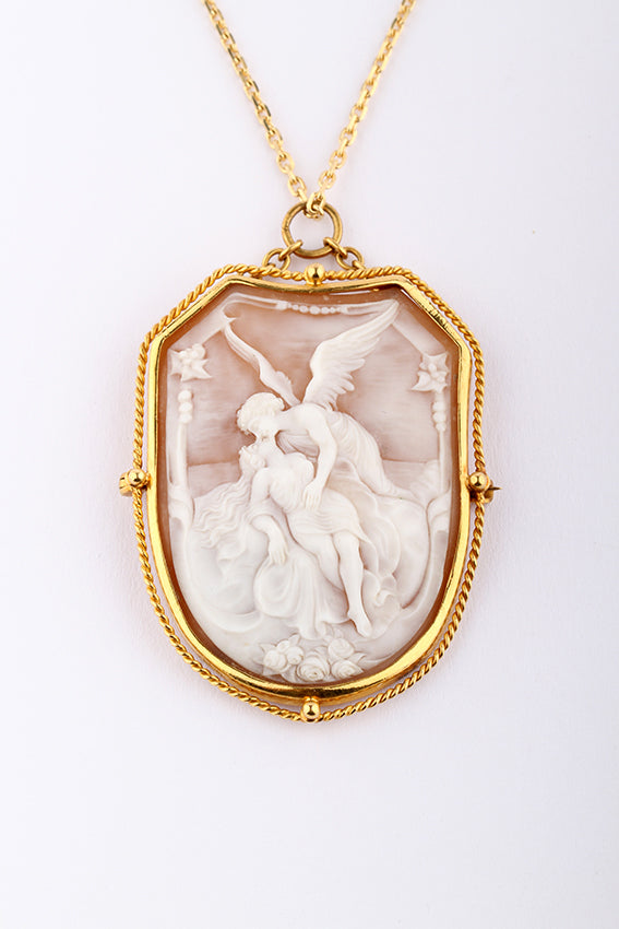 Antieke broche/hanger met schelp camée