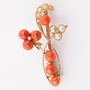 Antieke gouden broche met parels en bloedkoraal