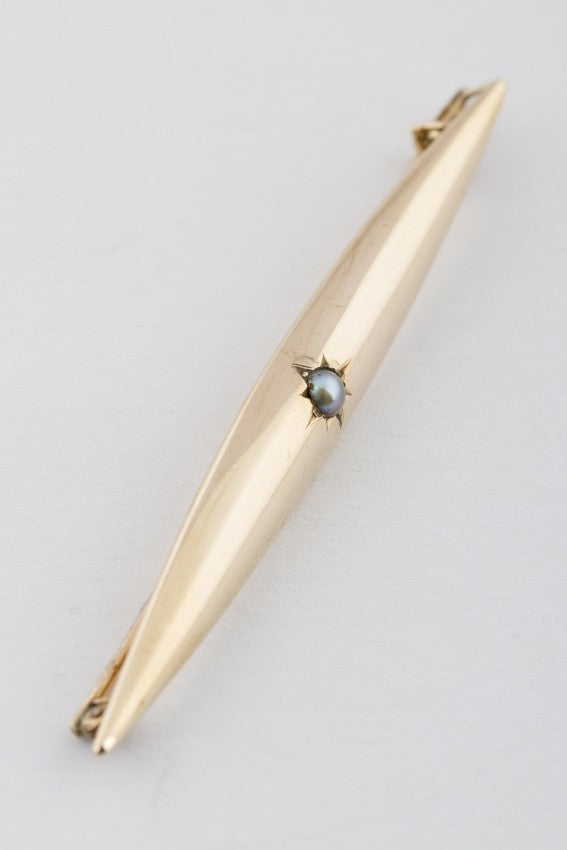 Antieke geel gouden brochette met parel