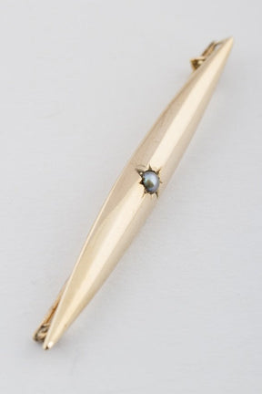 Antieke geel gouden brochette met parel