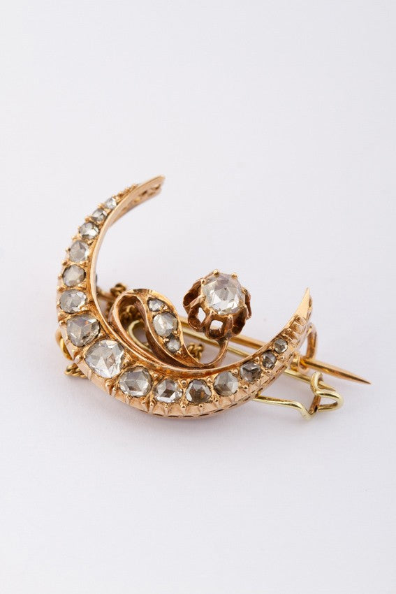 Gold brooch with rose-cut diamonds