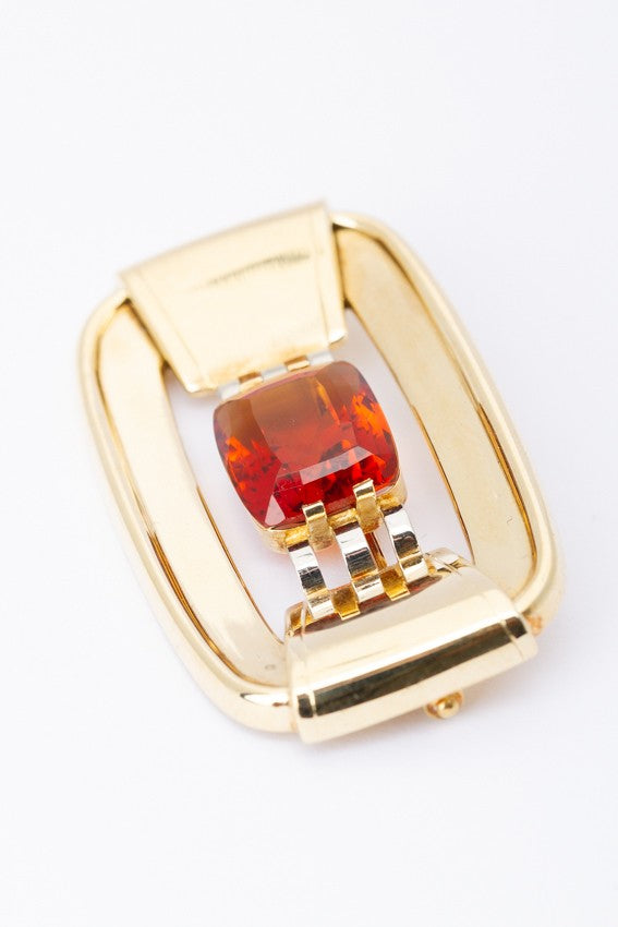 Gouden démodé (retro) broche met citrien