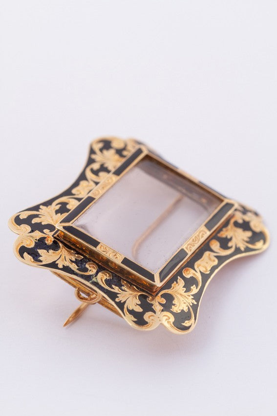 Antieke gouden memory broche.