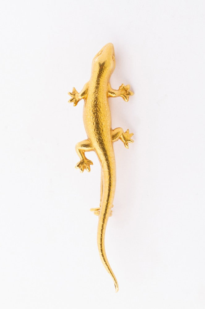 Golden salamander brooch