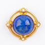 Geel gouden broche met een lapis lazuli en parels