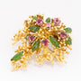 Gold brooch with jade and tourmaline