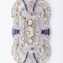 White gold Art Deco brooch with diamonds and sapphires