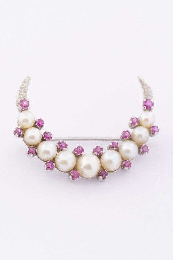 White gold moon brooch