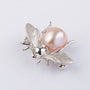 White gold insect brooch with freshwater pearl
