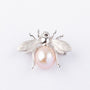 White gold insect brooch with freshwater pearl