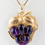 Gold bunch of grapes pendant with amethyst