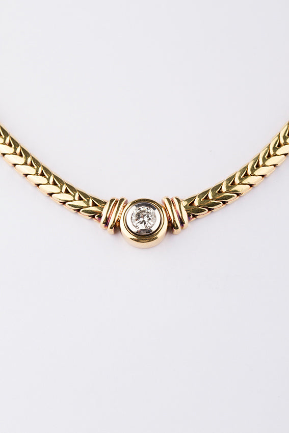 Massief gouden collier met briljant