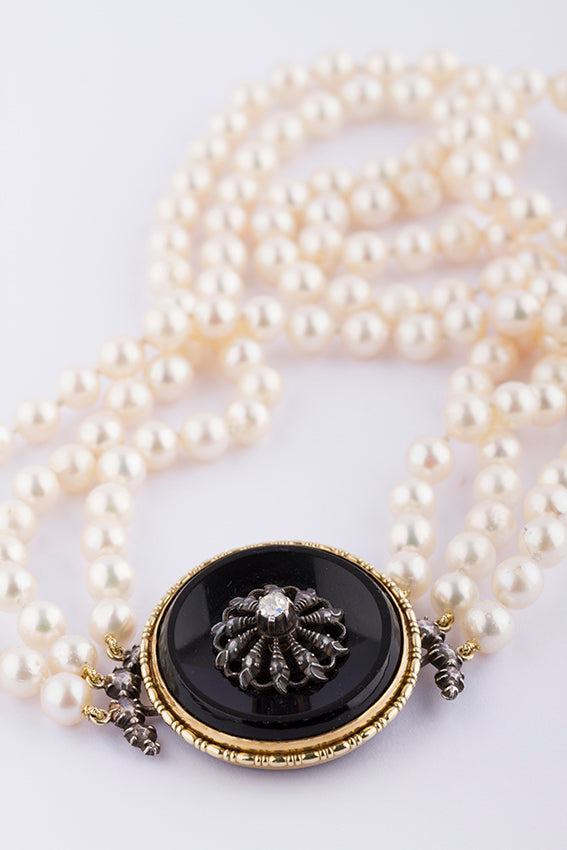 3-strengs cultivé parel collier