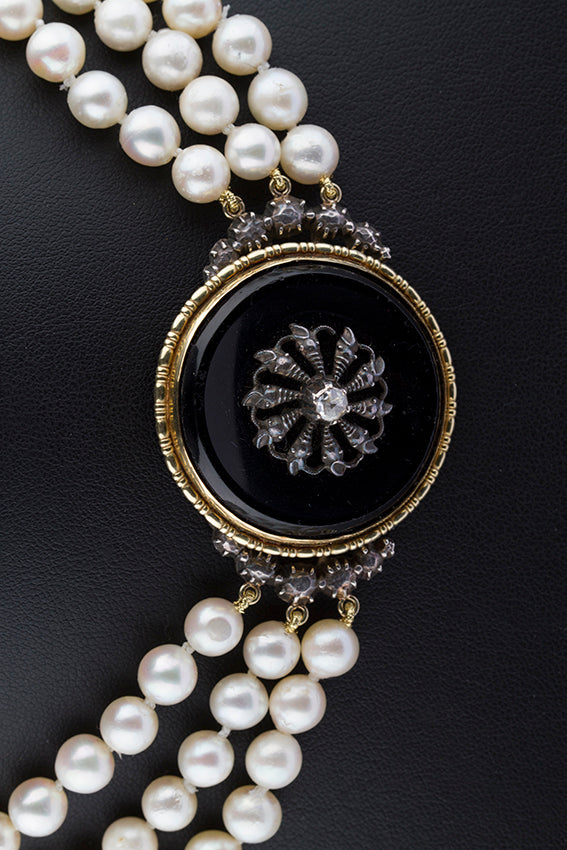 3-strengs cultivé parel collier