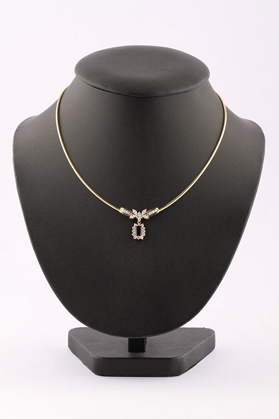 Gouden collier met saffier en briljant