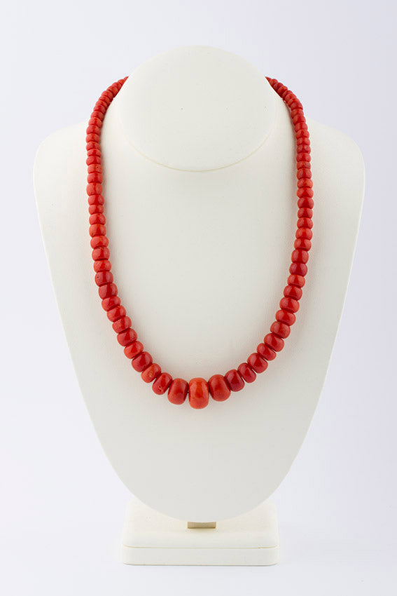 Antiek bloedkoralen collier met grote kralen